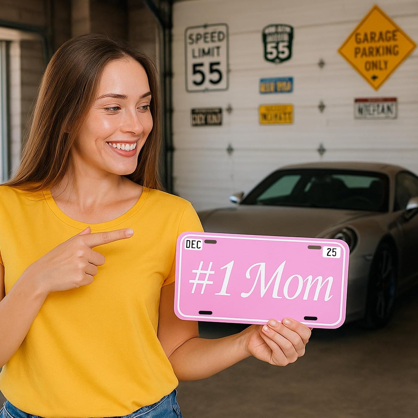 Custom Vanity Plate – Add Top Corner Text – 4 Sizes – 12x6 Aluminum Tag – Personalized Sign for Garage, Car lovers, or Man Cave – Thick .040 Aluminum