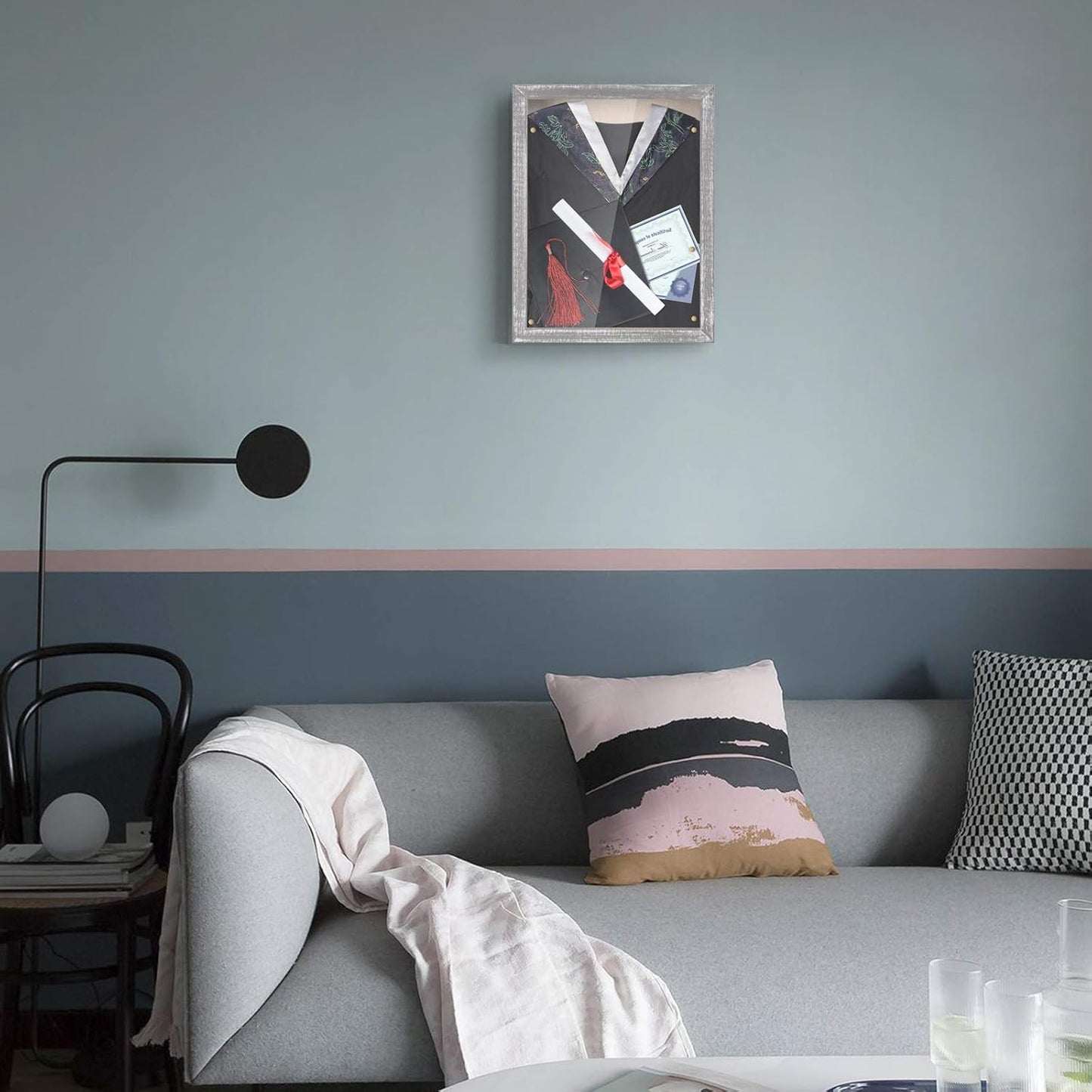 Love-KANKEI Shadow Box Display Case 11x14 Shadow Box Picture Frame with Linen Back Memorabilia Awards Medals Photos Memory Box Gift Rustic Grey