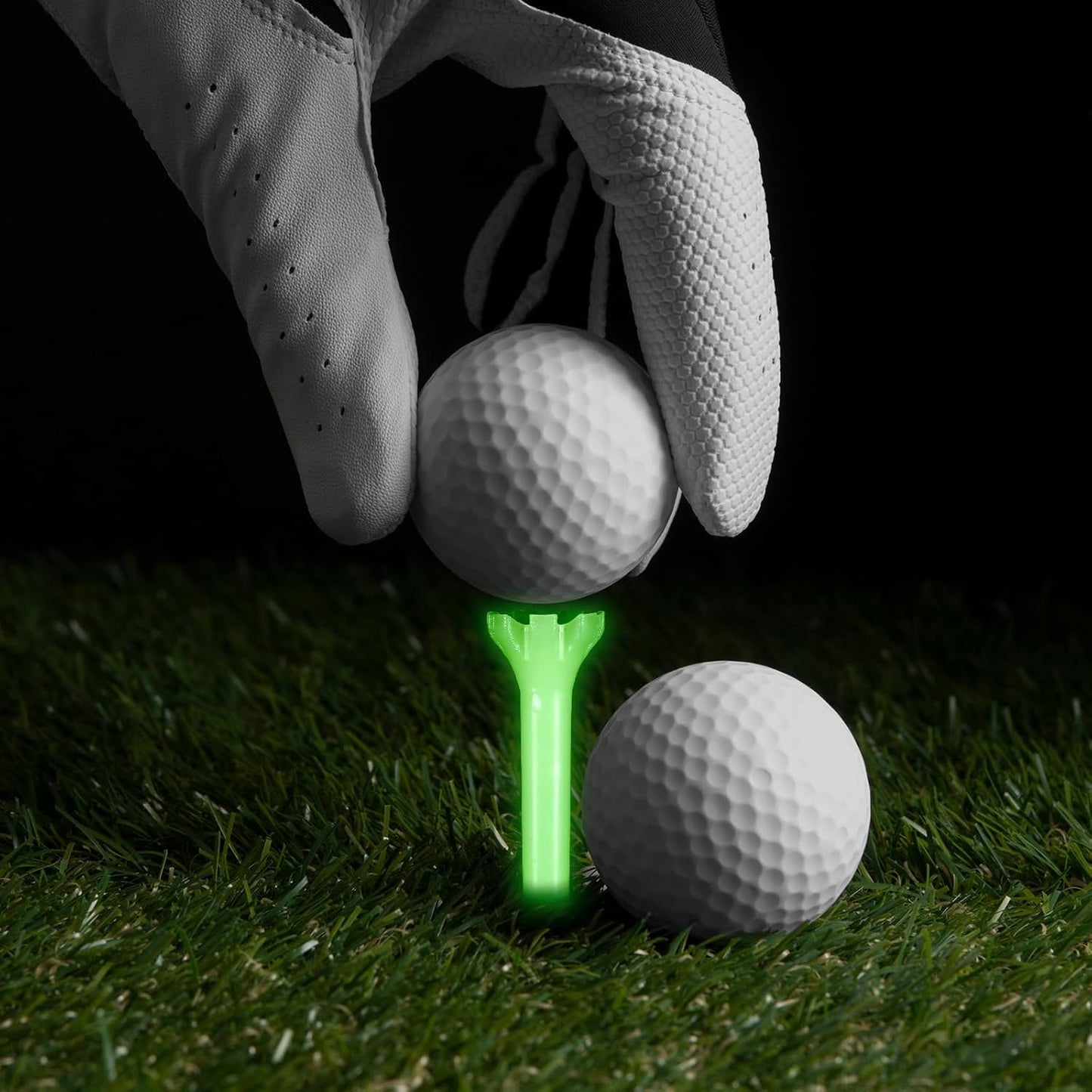 12 Pcs Glow in The Dark Golf Tees, Fluorescent Green Light Up Golf-Tees, Professional Plastic Golf-Tee for Night, Indoor Outdoor Training, Reduce Side Spin Friction