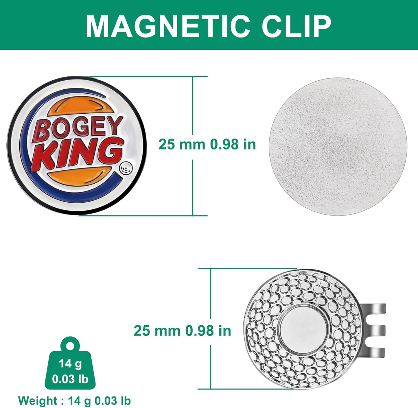 Golf Ball Marker Hat Clip, Funny Golf Accessories, Golf Gifts for Men 25 MM