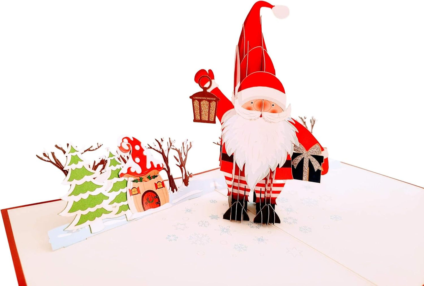 iGifts And Cards Santa’s Lantern of Joy 3D Pop-Up Christmas Card – Merry Holiday Greeting & Festive Centerpiece Gift for Family, Friends & Teachers – 6x8 with Envelope