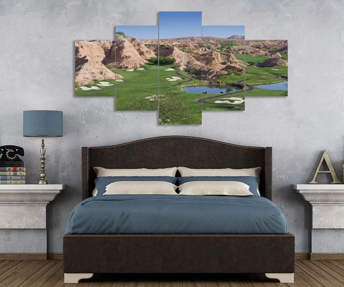 Wolf Creek Golf Course Canvas Wall Art for Living Room Bedroom Bathroom Home Decorations Golf Course Pictures Posters Wall Decor Framed Artwork Ready to Hang(60''W x 40''H)