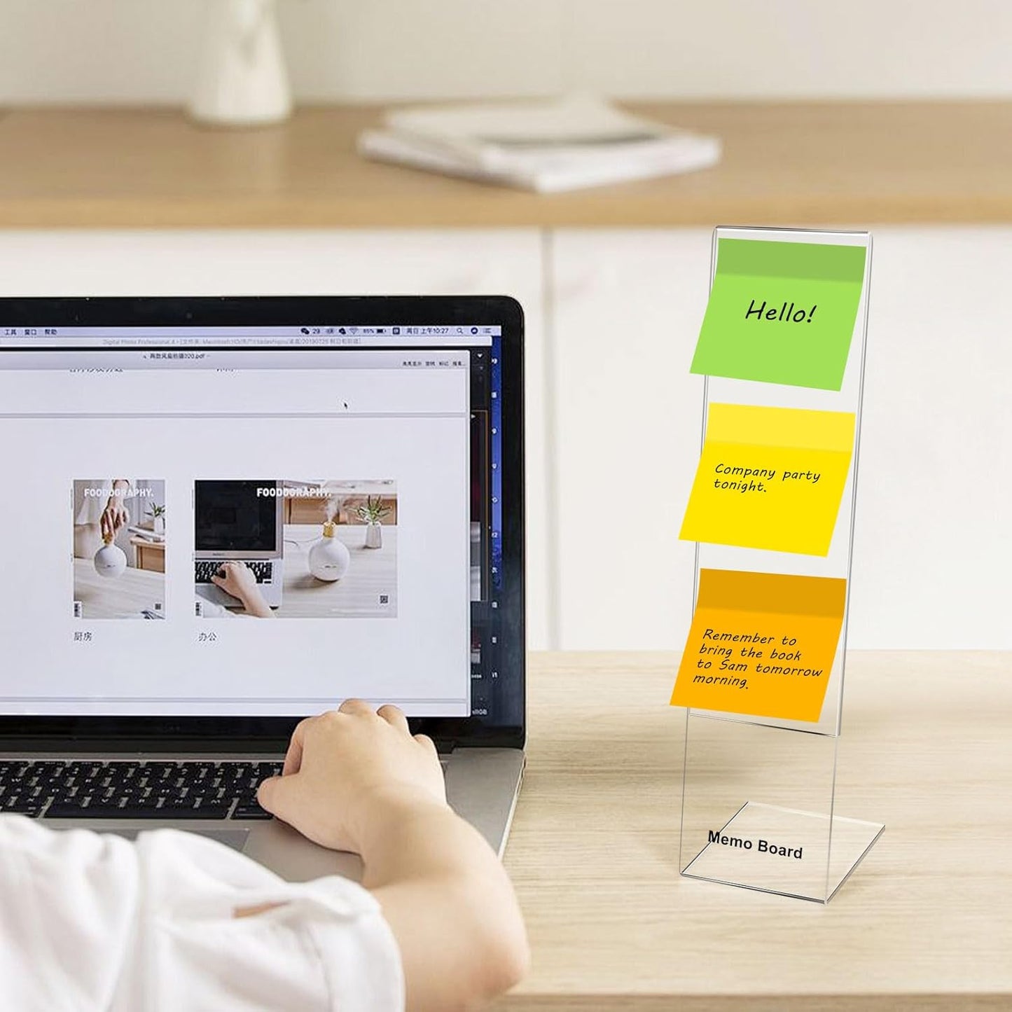 Monitor Memo Board Holder by Computer Screen Acrylic Sticky Note Stand Message Panel Reminder for Office, Pack of 4, Clear