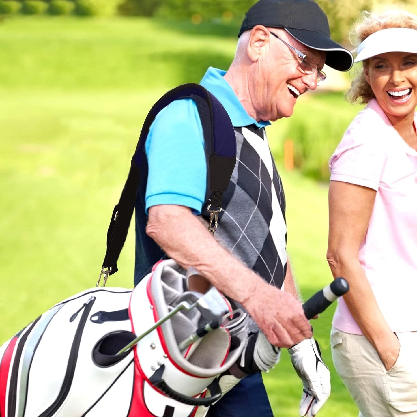 BIG TEETH Golf Bag Strap Single Padded Shoulder Strap Adjustable Thick Pad Straps Universal Replacement Quick Release