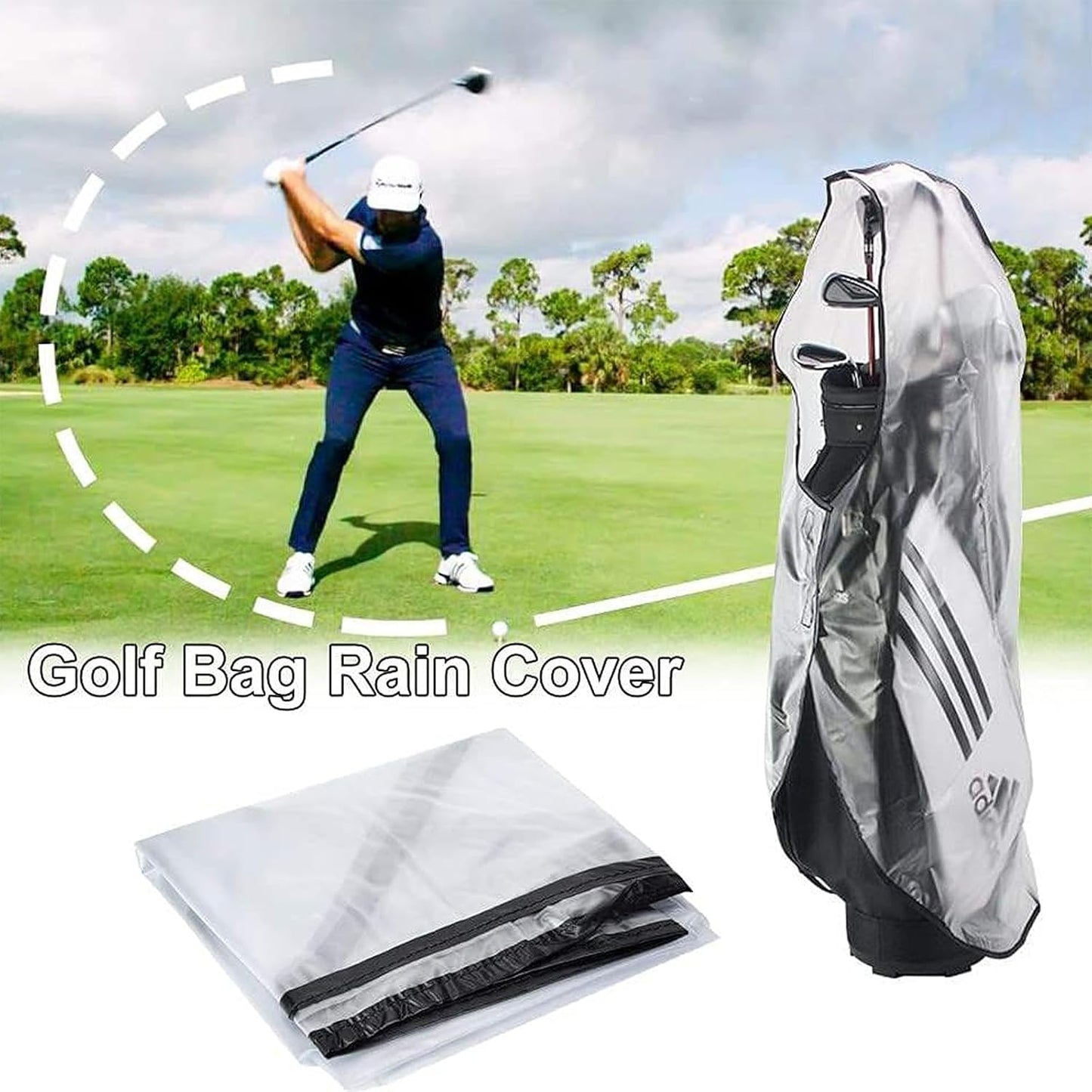 Transparent Golf Bag Rain Cover, Waterproof Rain Cover for Golf Bag