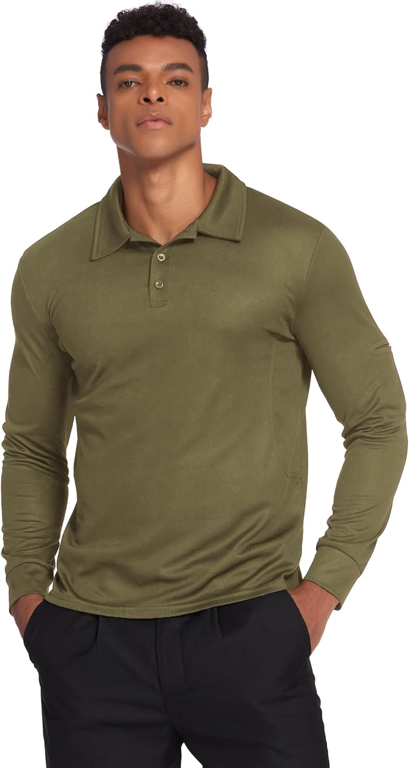 Deyeek Men's Polo Shirts Long Sleeve Golf Polo Shirts for Men Quick Dry UPF 50+ Sun Protection Polos Casual Collared Shirts