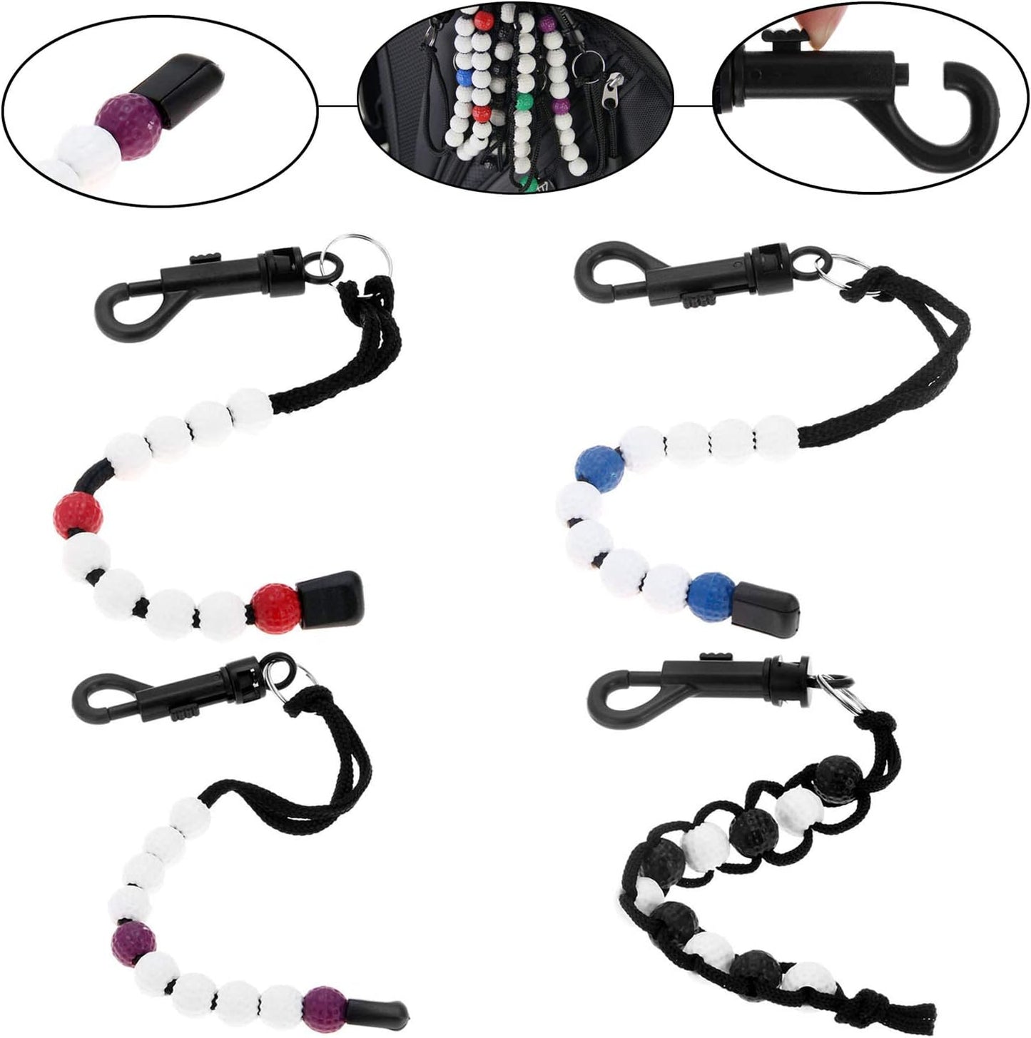 MUXSAM 1 Piece Golf Beads Score Counter with Clip, Golf Stroke Score Count Keeper Putting Score Counter for Referee Caddy Golfer