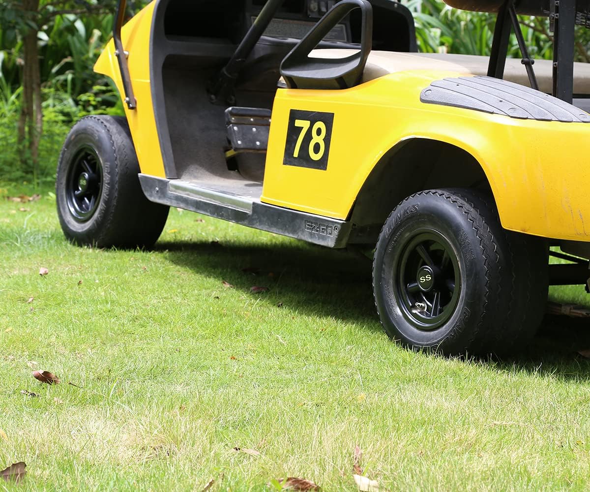 10L0L Golf Cart Wheel Covers Hub Caps for EZGO, Club Car, Yamaha - 8 Inch Snap-on Installation, Black, Set of 4