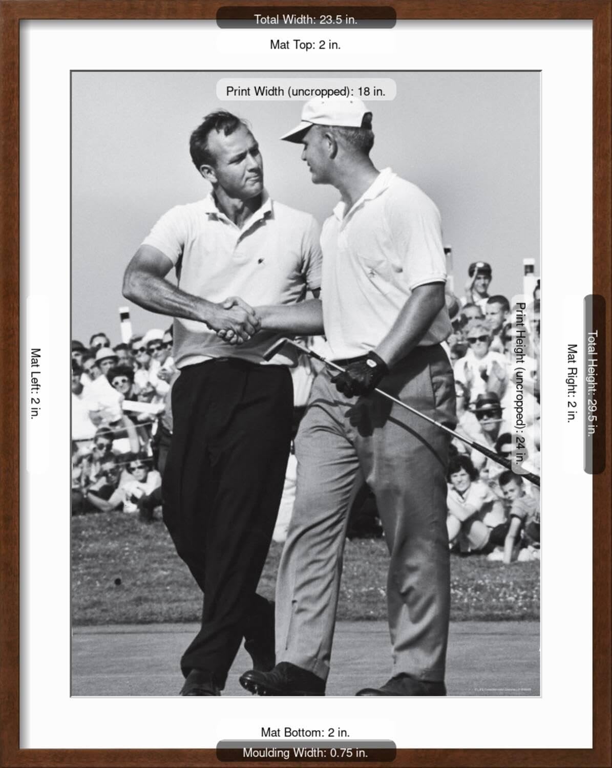 ART.COM Wall Premium Photographic Print Golfer Jack Nicklaus and Arnold Palmer During National Open Tournament on Brown Frame by John Dominis, 23" x 29"