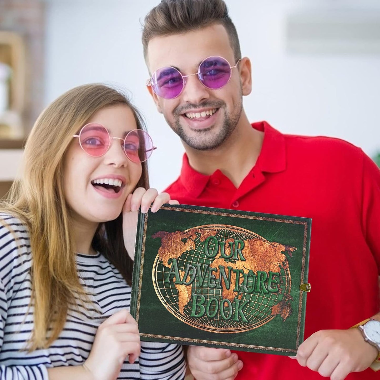 Adventure Book Handcrafted Leather-Bound Scrapbook,Tailored for Preserving Cherished Moments,Gift for Couples' Anniversaries,Weddings,Globetrotters,Birthdays&Note-taking Gifts (Darkolivegreen)