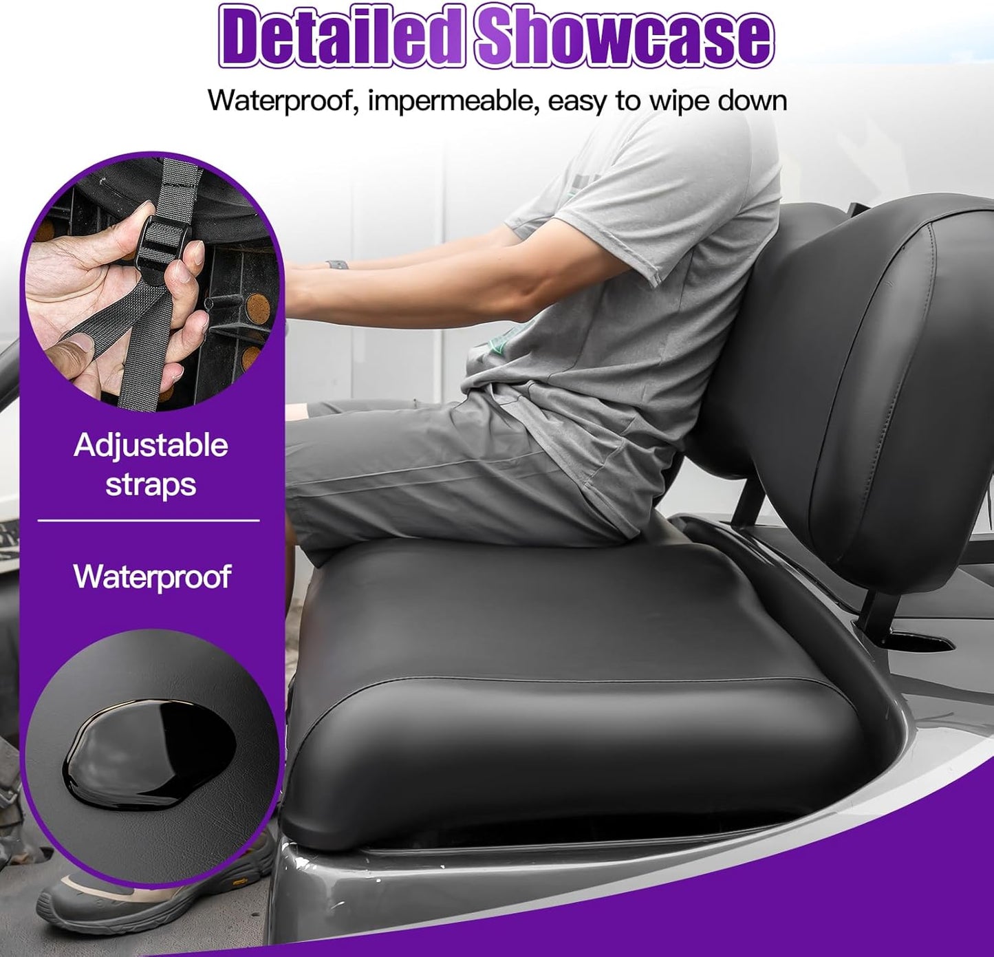 4PCS Golf Cart Seat Covers Kit,Front and Rear Seat Cover for Yamaha Drive/Drive 2 Standard Seat Cushion,Smooth and Simple Style, Waterproof Replacement Seat Cover(Black)