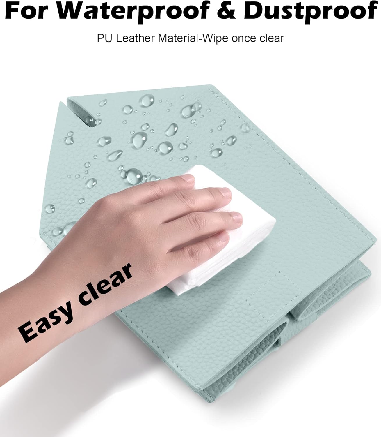 Tissue Box Cover for PU Leather, Modern Simple Solid Color Holder Square Tissue Bag, Ideal for Bathrooms,Office,Car,Outdoor Tent,Dining Table,5"X5"X5", Single Sky Blue