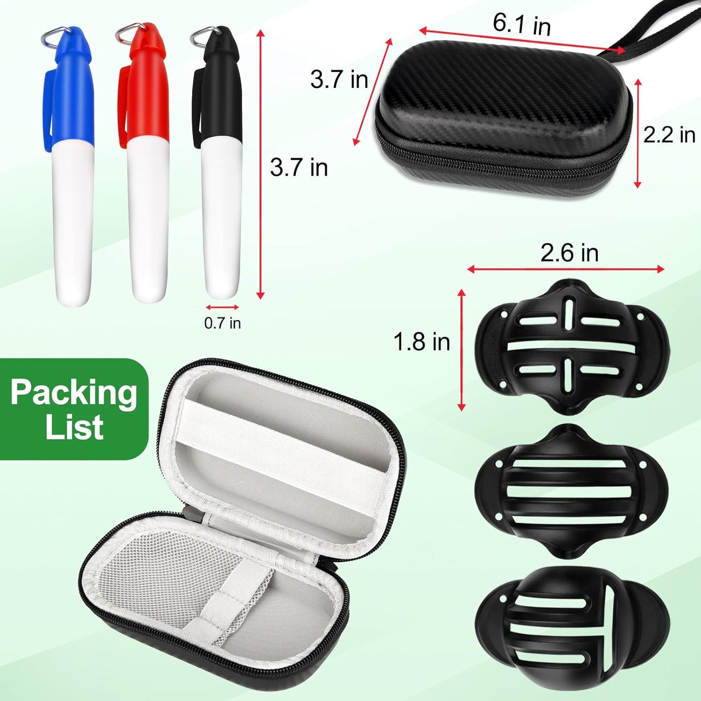 Golf Ball Line Marker Tool, 3 Golf Ball Marker Stencil and 3 Color Golf Ball Line Marker, Golf Ball Alignment Marking Tool, Golf Ball Stencil with Compact Case Easy to Carry Golf Ball Marker
