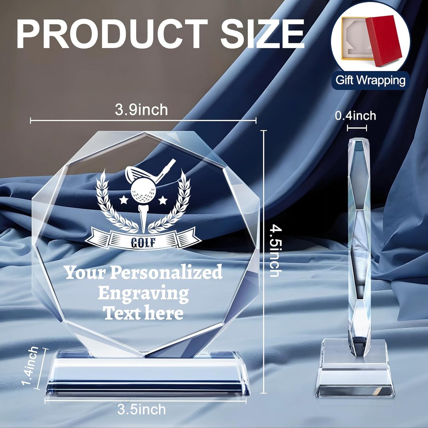 Personalized Crystal Trophy Award - Custom Plaque w/Engraved Text Logo - Employee Appreciation Gifts, Farewell Retirement Gifts - Custom Trophy and Employee Recognition Awards