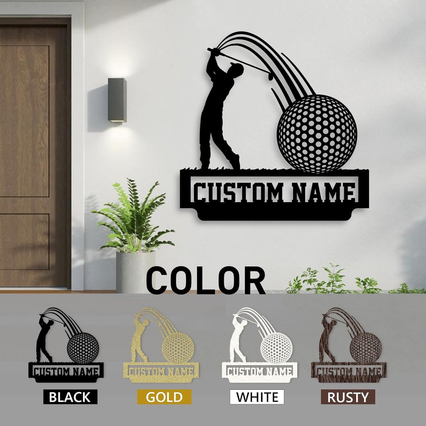 Personalized Golf Metal Wall Art, Vintage Golf Wall Decor, Custom Signs Outdoor Metal, Sports Theme Home Decor for Man Cave Office Garage Bar, Personalized Golf Gifts for Men Dad Father Color04