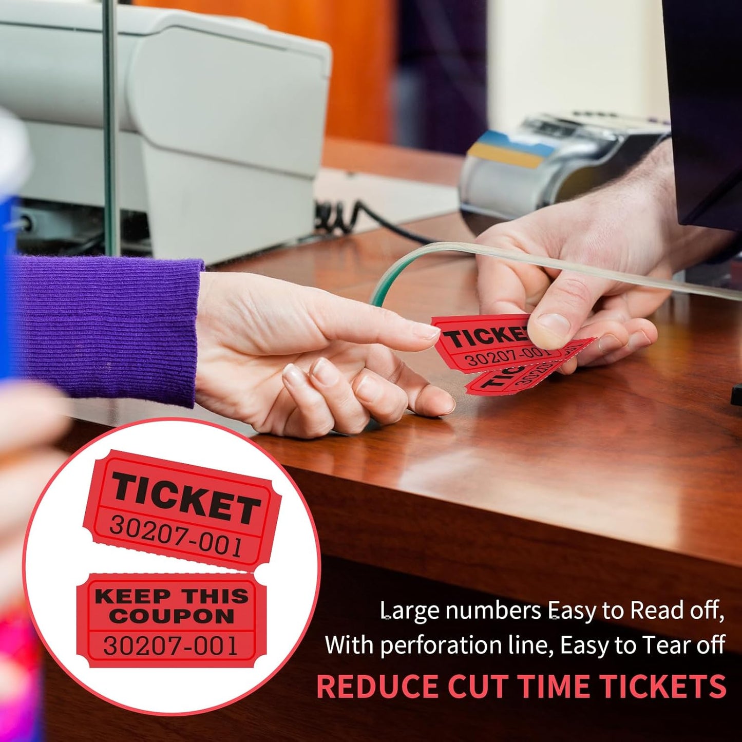 L LIKED Raffle Tickets Double Rolls 1000 per Roll 50/50 Raffle Tickets for Events, Entry, Class Reward, Prizes (Red)