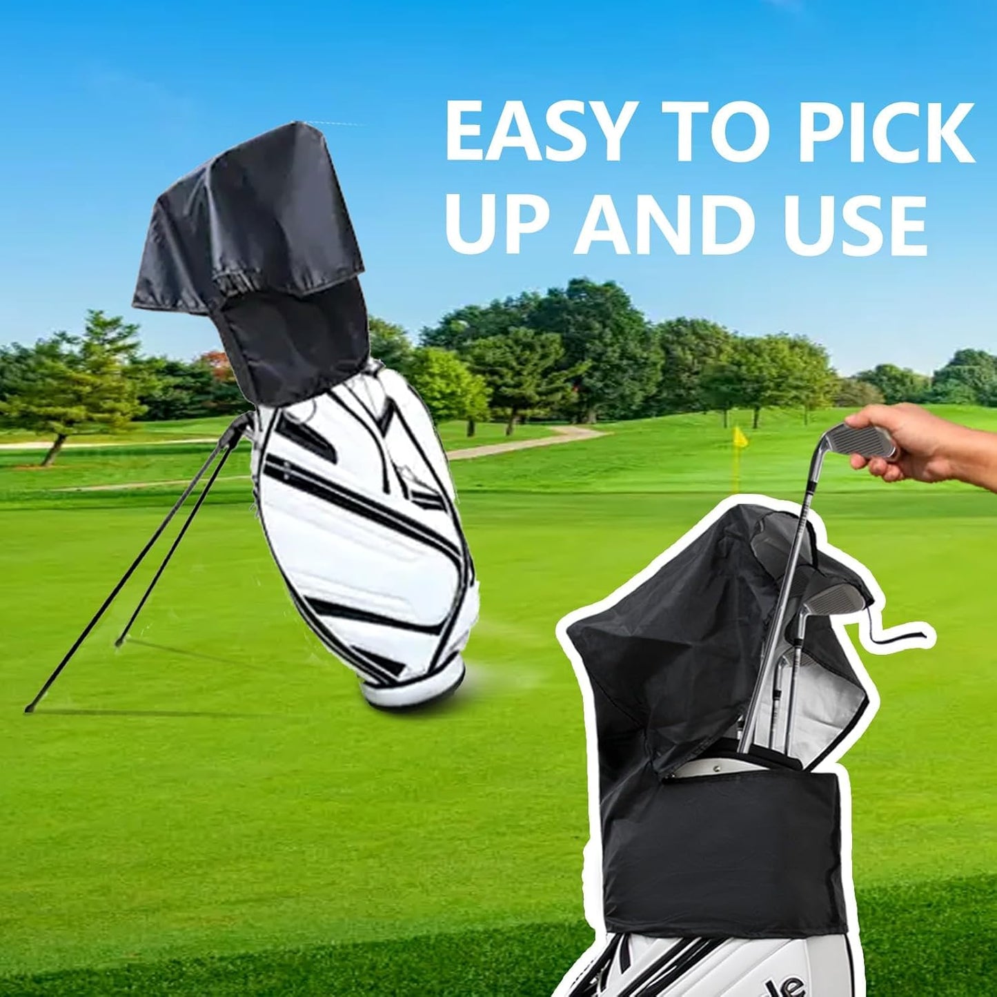 Upgrade Golf Bag Rain Hood Waterproof Golf Bag Rain Cover for Golf Club Bags Fit Almost All Golfbags or Carry Cart