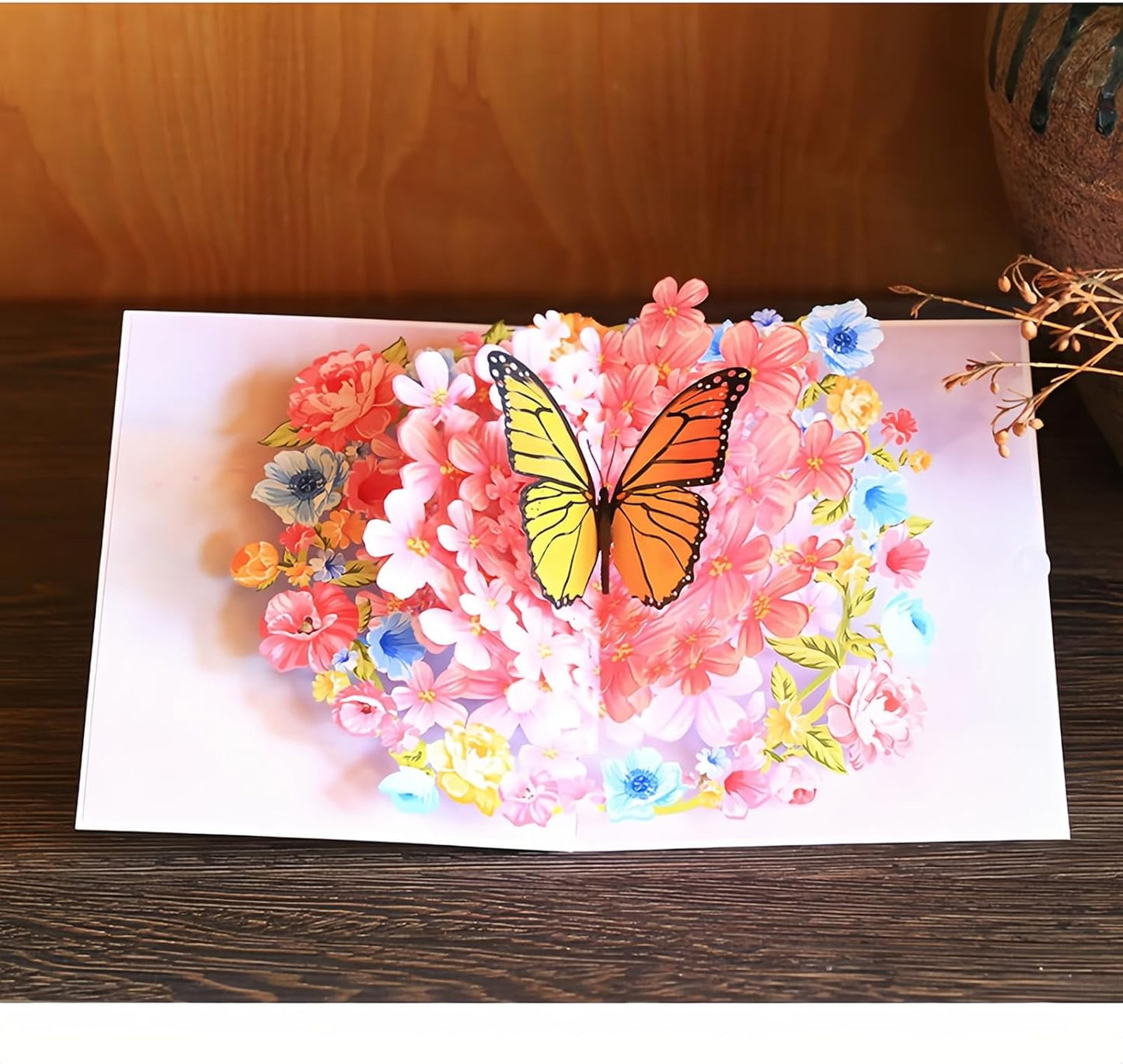 Steelhill 3D Pop Up Cards,Flower Greeting Cards for Women,Valentines Day Gifts Cards for Kids School,Card with Envelope for Mother's Day Thinking of You Card for Wife,Girlfriend(Flower card)