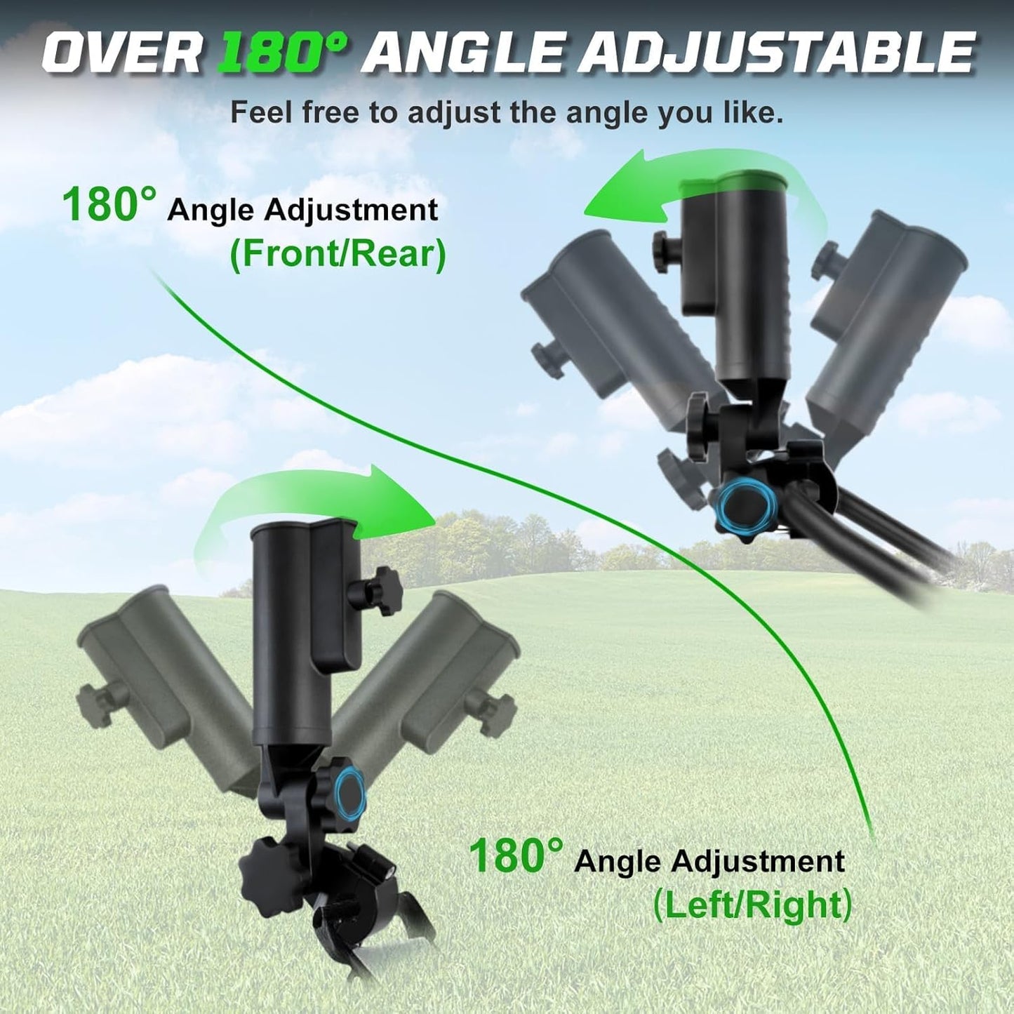 iLSKW Heavy Duty Golf Push Cart Umbrella Holder Upgraded Strong Windproof Design Aluminium Alloy Base with 180 Degrees Adjustment Stroller Umbrella Holder for Mobility Scooter, Wheelchair, Wagon Cart