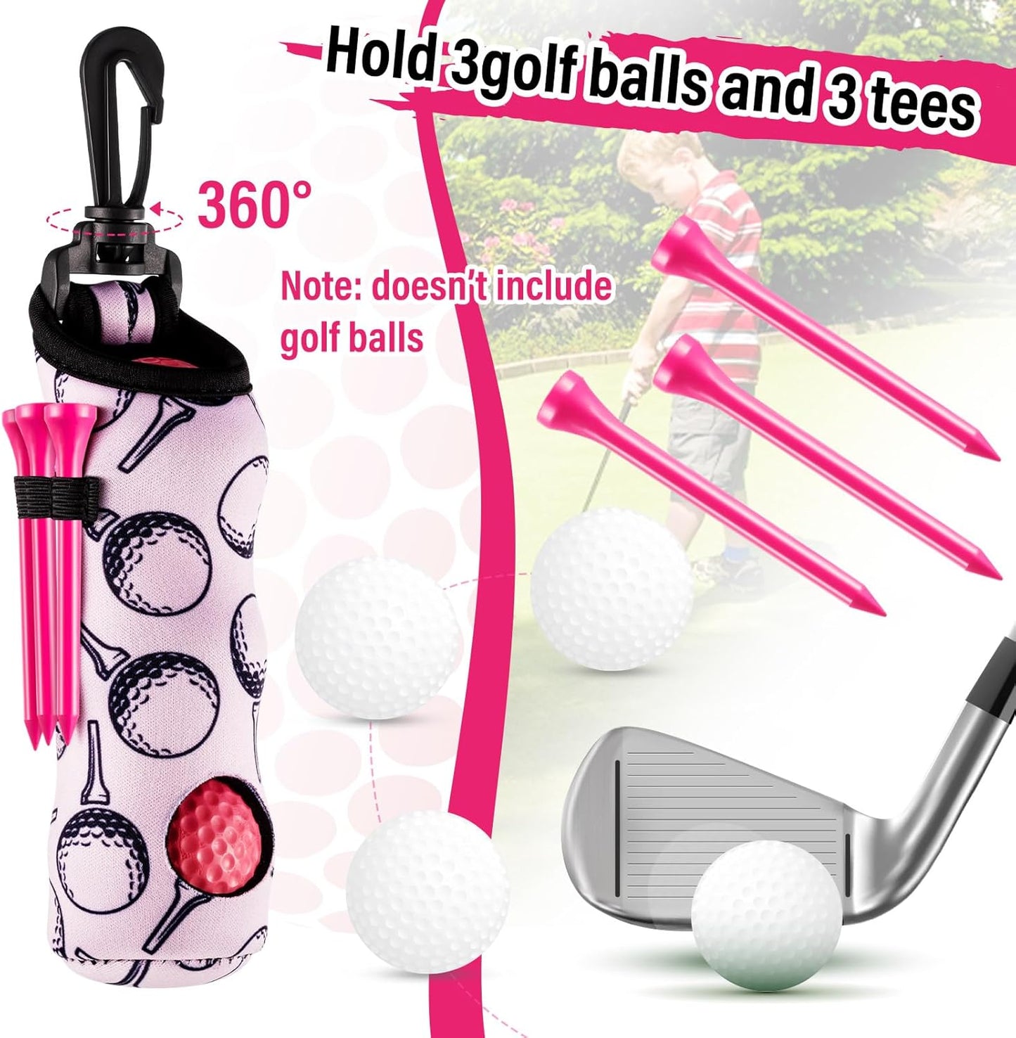 Liliful 12 Pcs Golf Accessories Kit, Include Golf Ball Bag with Hook Towel Tees Magnetic Ball Marker Divot Tool Cleaner Brush for Women Man Gifts