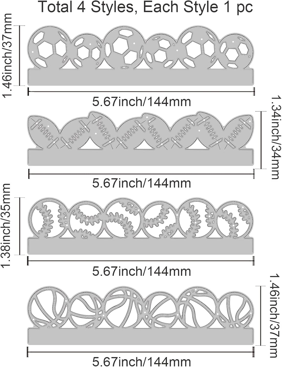 GLOBLELAND Sport Ball Border Cutting Dies for Card Making Basketball Football Cut Die for DIY Scrapbooking Journal Embossing Paper Craft Decor