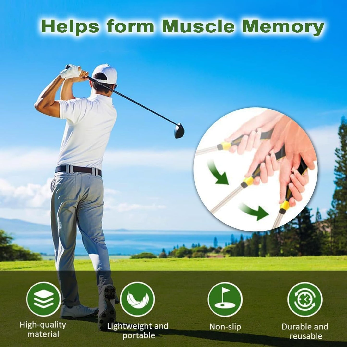 Grip Trainer Golf, Grip Aid Golf, Golf Swing Trainer, Corrects Left and Right Hand Position to Help Train Correct Hand Position,Enhance Grip Strength, Precision and Swing