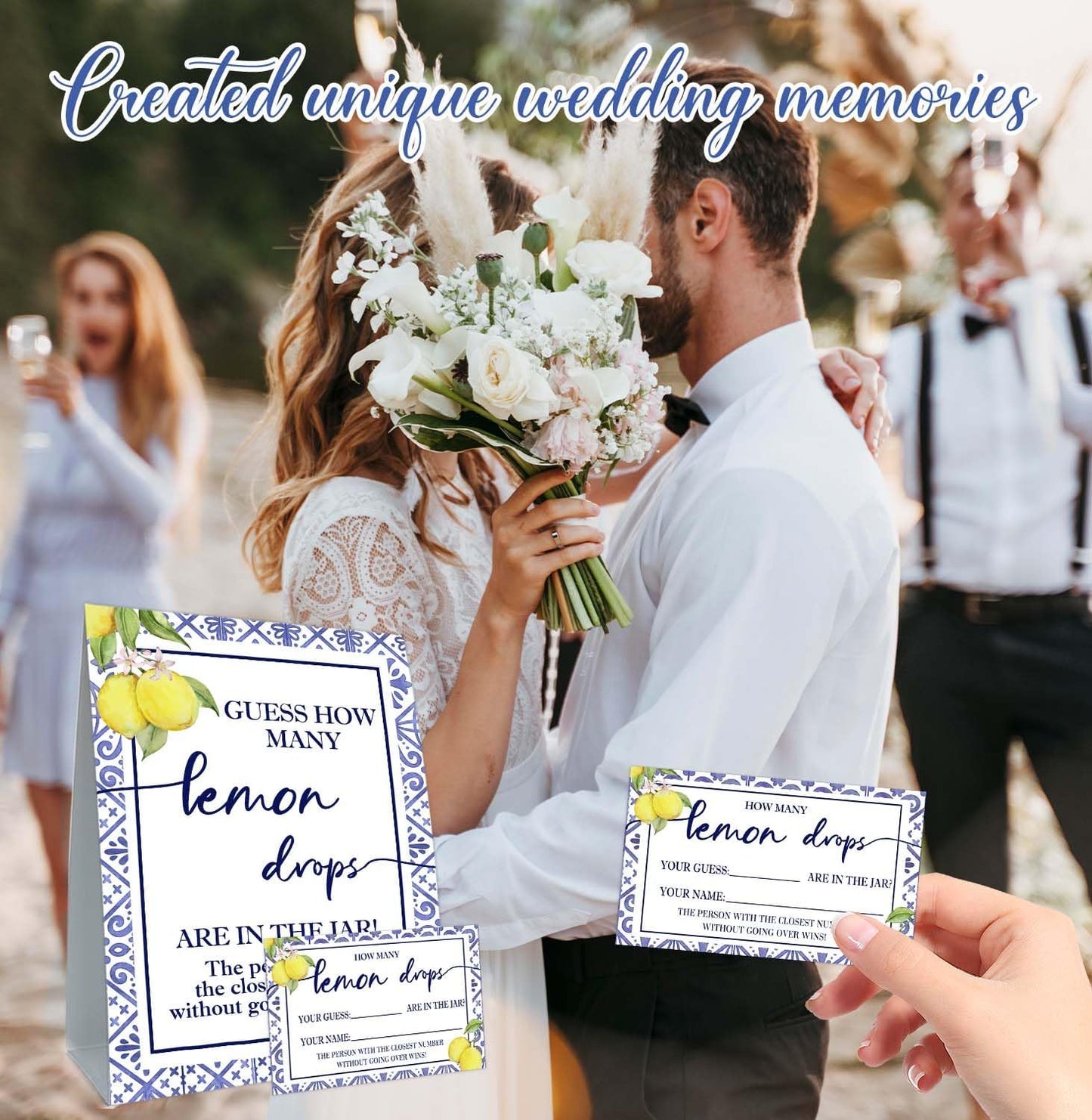 Lemon Baby Shower Games, Guess How Many Card, Lemon Baby Shower Decorations, Party Games & Activities, 50 Cards and Sign