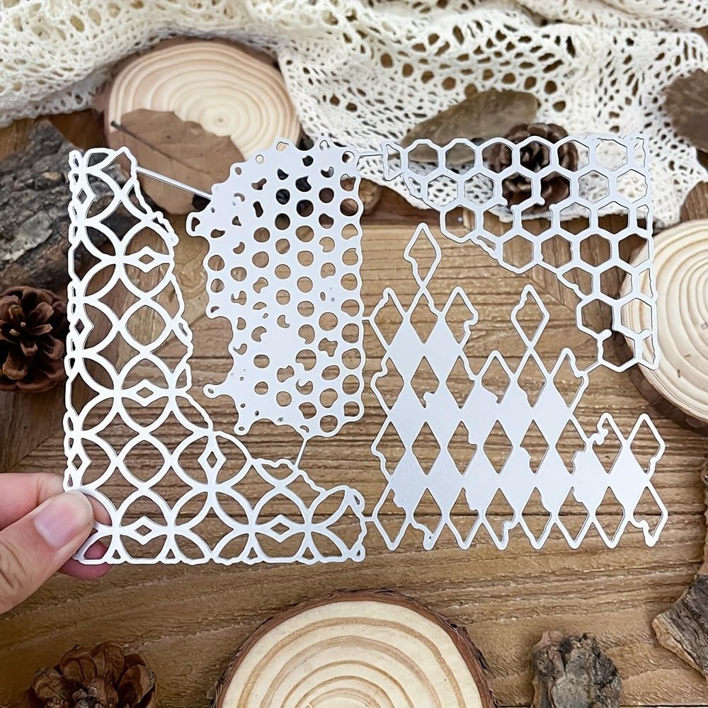 Lapoo Flowers Metal Cutting Die for Scrapbooking - Durable, Cut Stencils for DIY Scrapbook Photo Album Decorative Paper Card, Card Making Supplies, Embossing (Triangular Border 6.5 x 4.7 in)