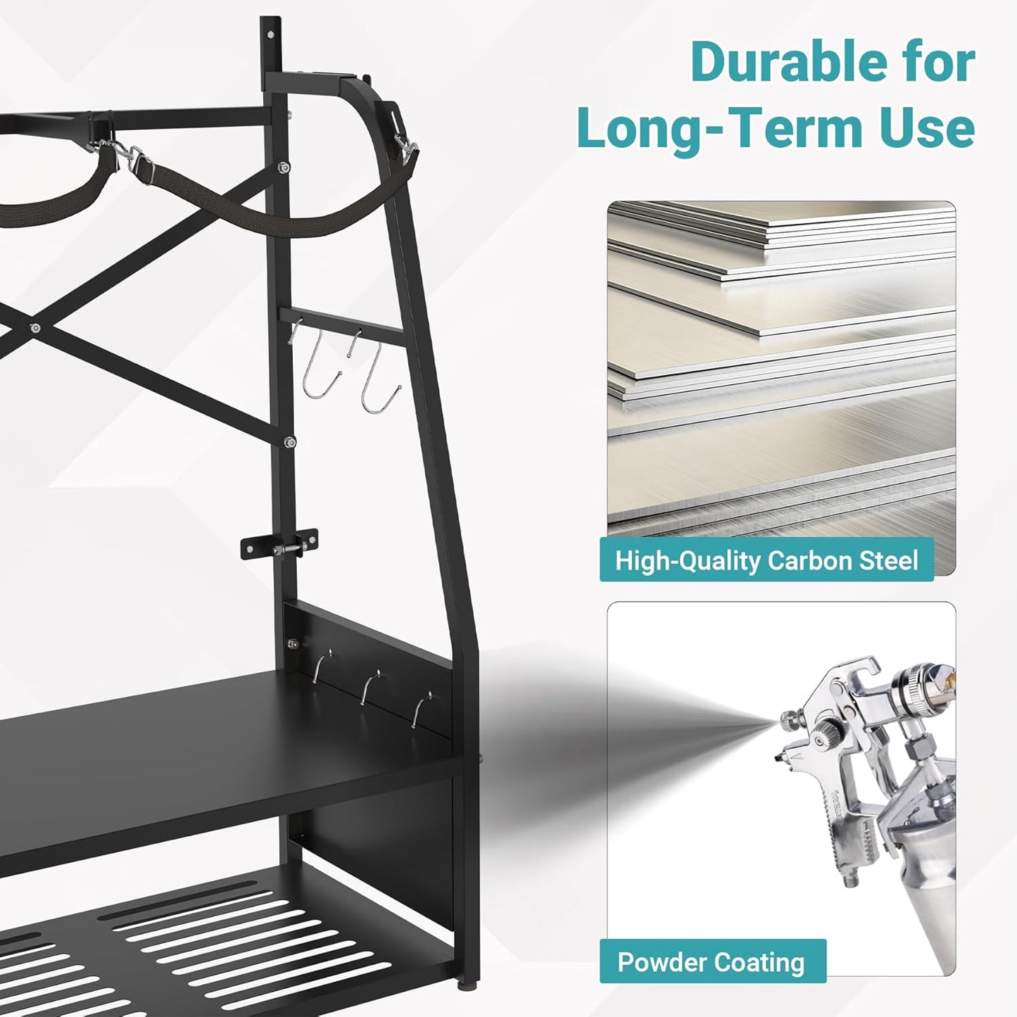 2-in-1 Wall Mount Golf Bag Organizer - Holds 2 Golf Bags w/ 4 Club Racks, 10 Hooks & Storage Shelf - Free-Standing Golf Bag Stand w/Adjustable Feet for Garage, Store, Club, Shed