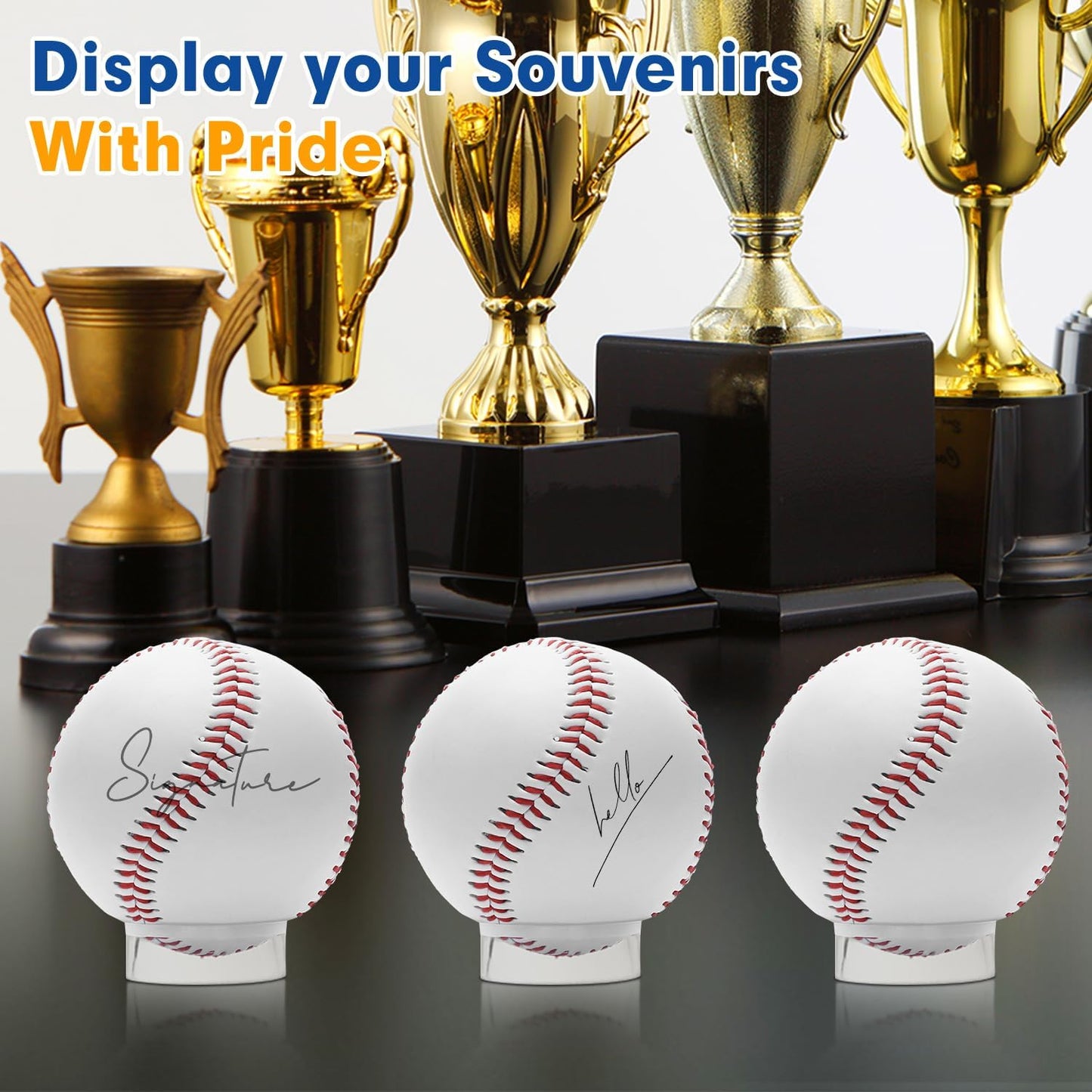 Party Zealot 30 pcs Large Acrylic Clear Baseball Stands 1-5/8" Size Display Holders for Large Round Object Soccer Softballs