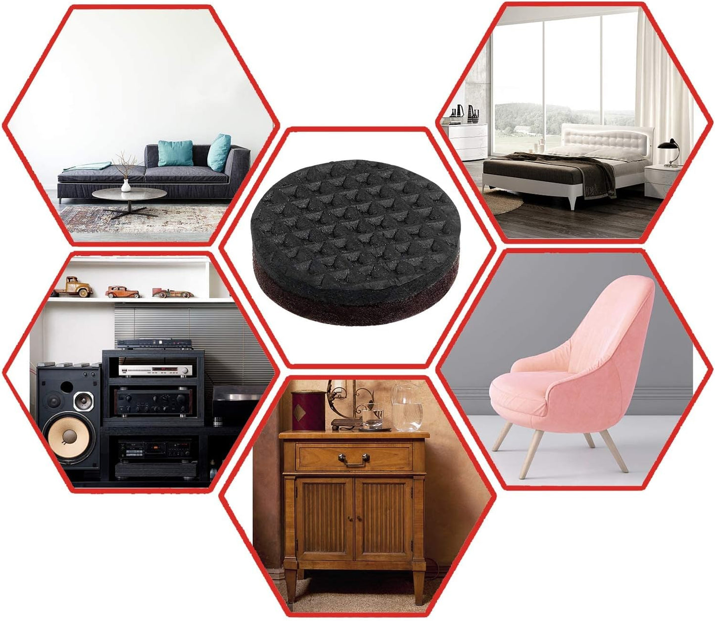 Yelanon Non Slip Furniture Pads -36 pcs 1’’ Furniture Grippers Non Skid for Furniture Legs,Self Adhesive Rubber Feet Furniture Feet, Anti Slide Hardwood Floor Protector for Keep Furniture Stoppers