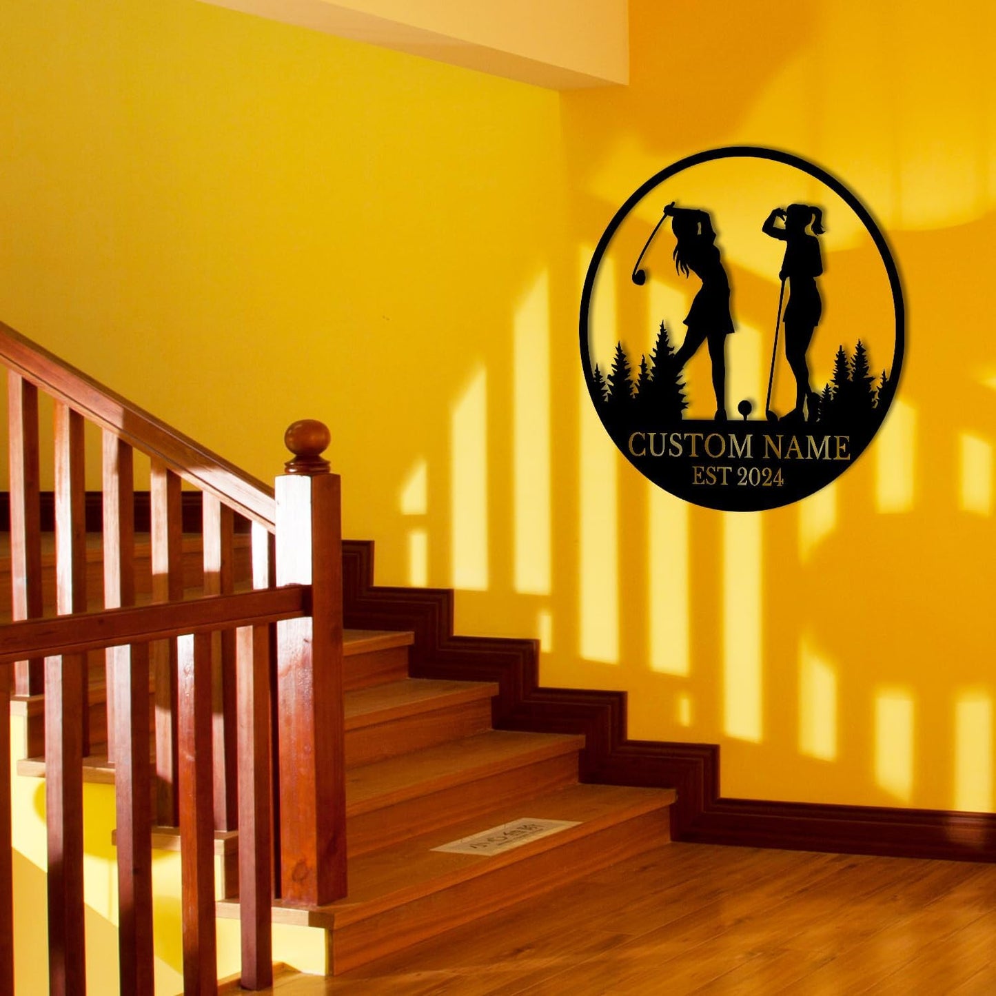 Personalized Custom Crossed Golf Metal Wall Art,Personalized Golfer Name Sign Decoration For Room,Hole Golf Club Decoration (Golf B)