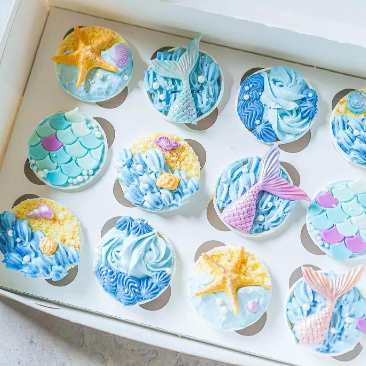 4 PCS Marine Theme Fondant Silicone Mold Hippocampus Turtle octopus Shape DIY Handmade Baking Tools, For Theme Cake Cookie Chocolate Candy Decoration Fondant Polymer Clay