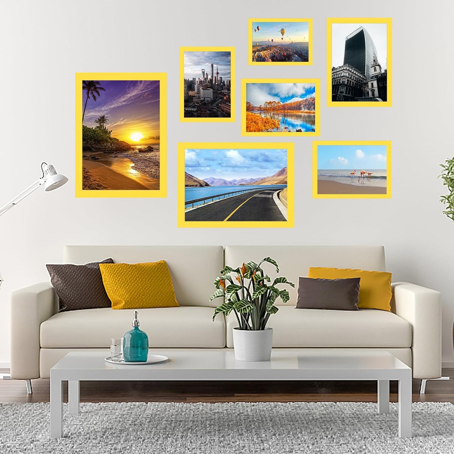 10x14 inch Wood Picture Frames for Wall Hanging,Diamond Painting Frames Rectangle Baby Scan Picture Frame for Family Walls Decoration,Anniversary,Wedding,Christmas,Halloween,Shower,Certificate (Yellow)