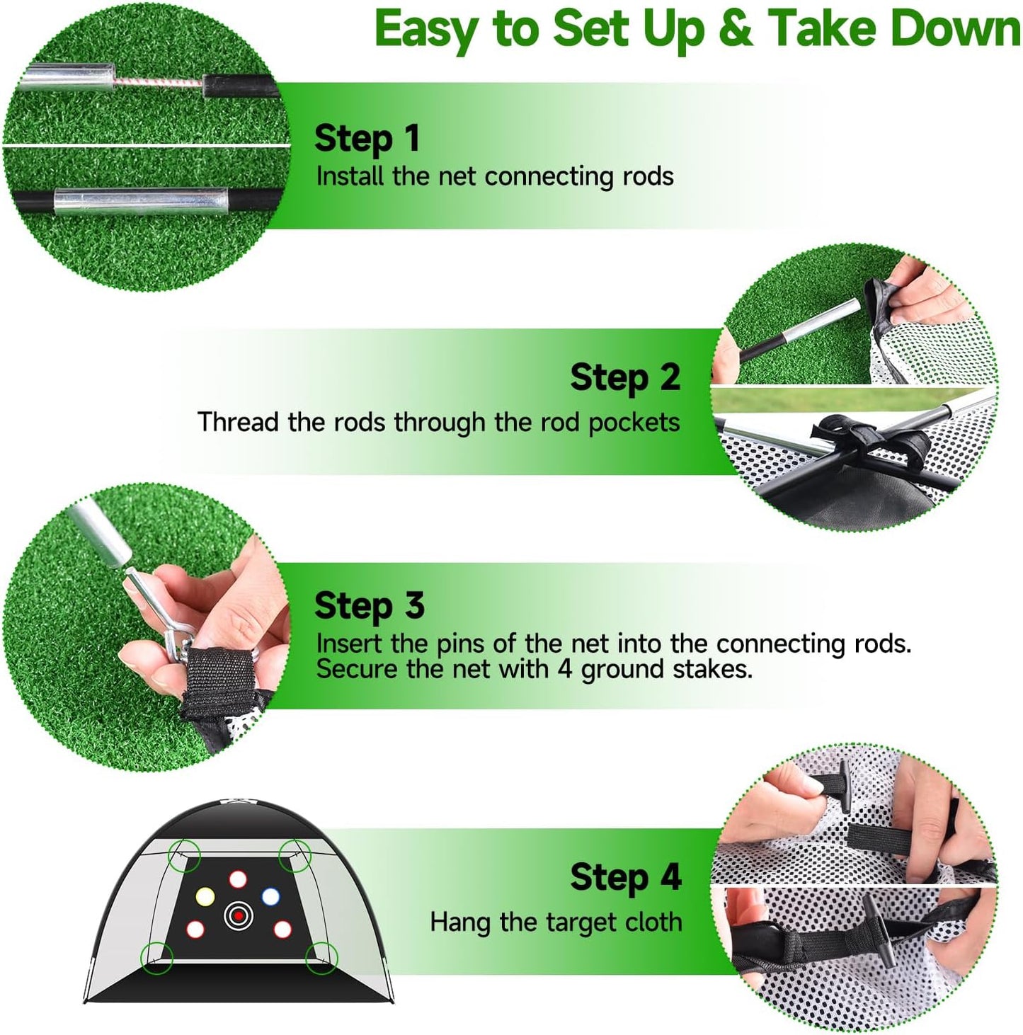 Golf Net: 10x7ft Golf Hitting Practice Net for Use,with Heavy-Duty Base Dual-Turf Mat,Suitable for Various Indoor and Outdoor Scenarios,Scenes Such As Garages, Backyards, Sandy Areas, Lawns, Etc