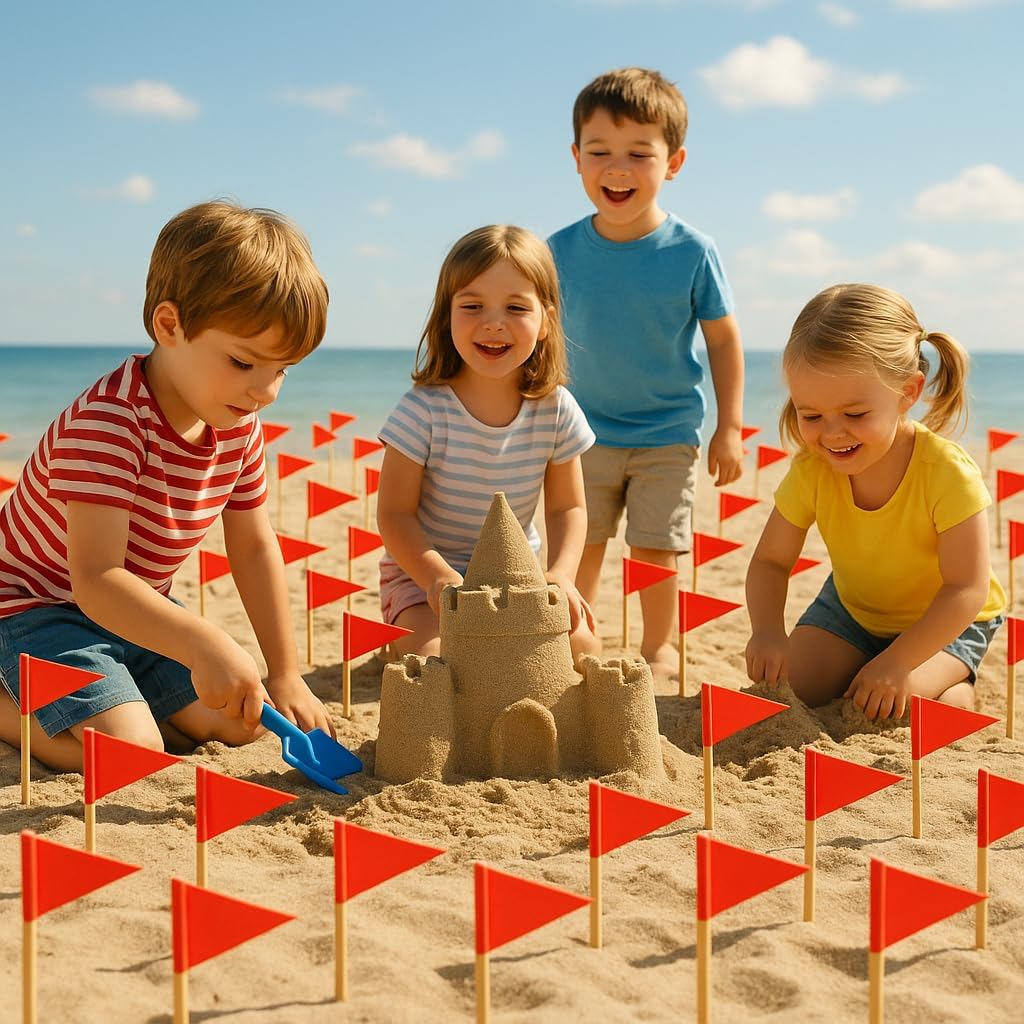 100 PCS Solid Red Toothpick Flags - Mini Plain Red Triangle Sticks with Writable Surface, Golf Cupcake Toppers Sticks Blank Flag Fruit Cheese Markers for DIY Decorations & Custom Labeling