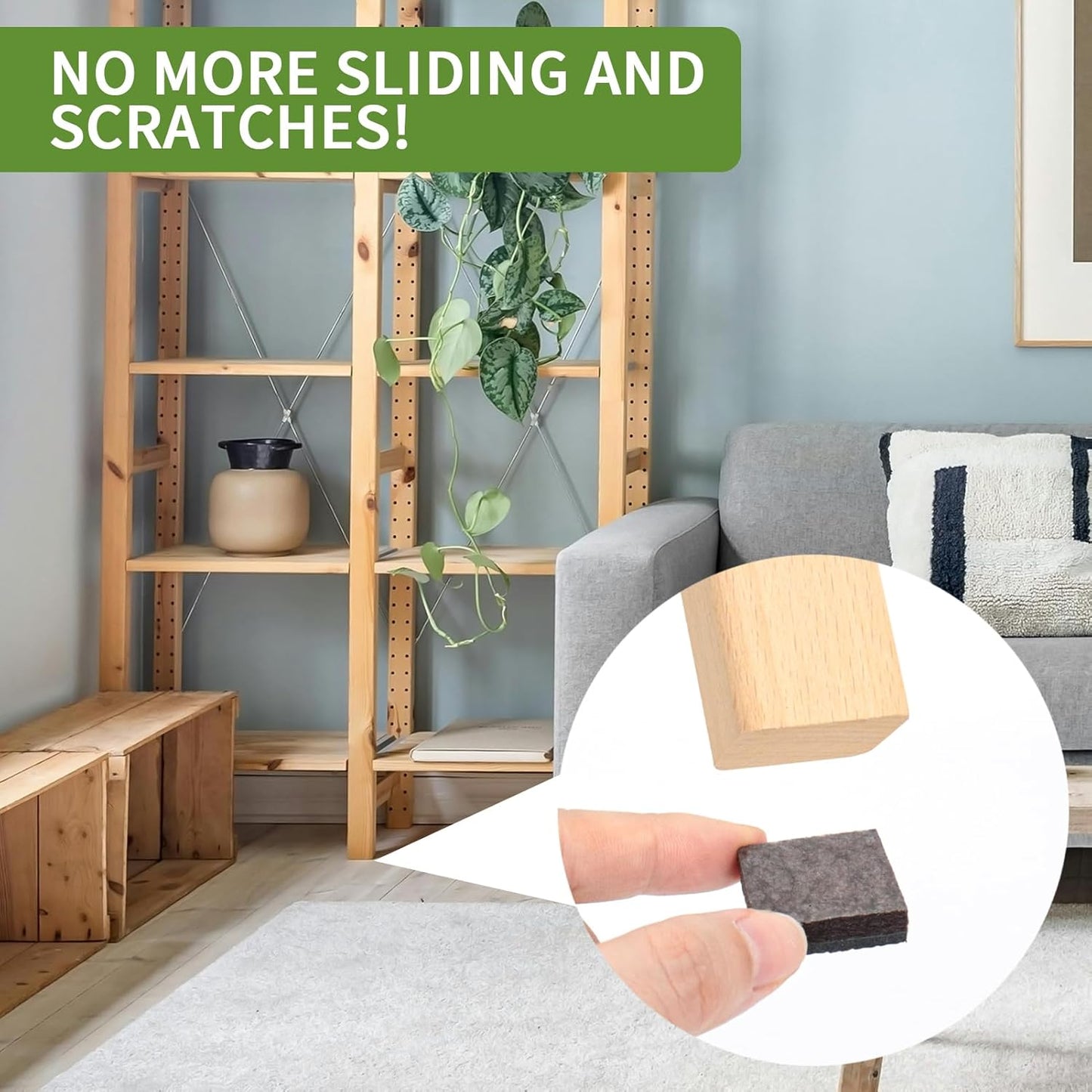Non Slip Furniture Pads 36 PCS 1'' Square - Anti Slip Furniture Pads - Self Adhesive Rubber Feet Furniture Feet - Chair Leg Floor Protectors - Keep Furniture in Place