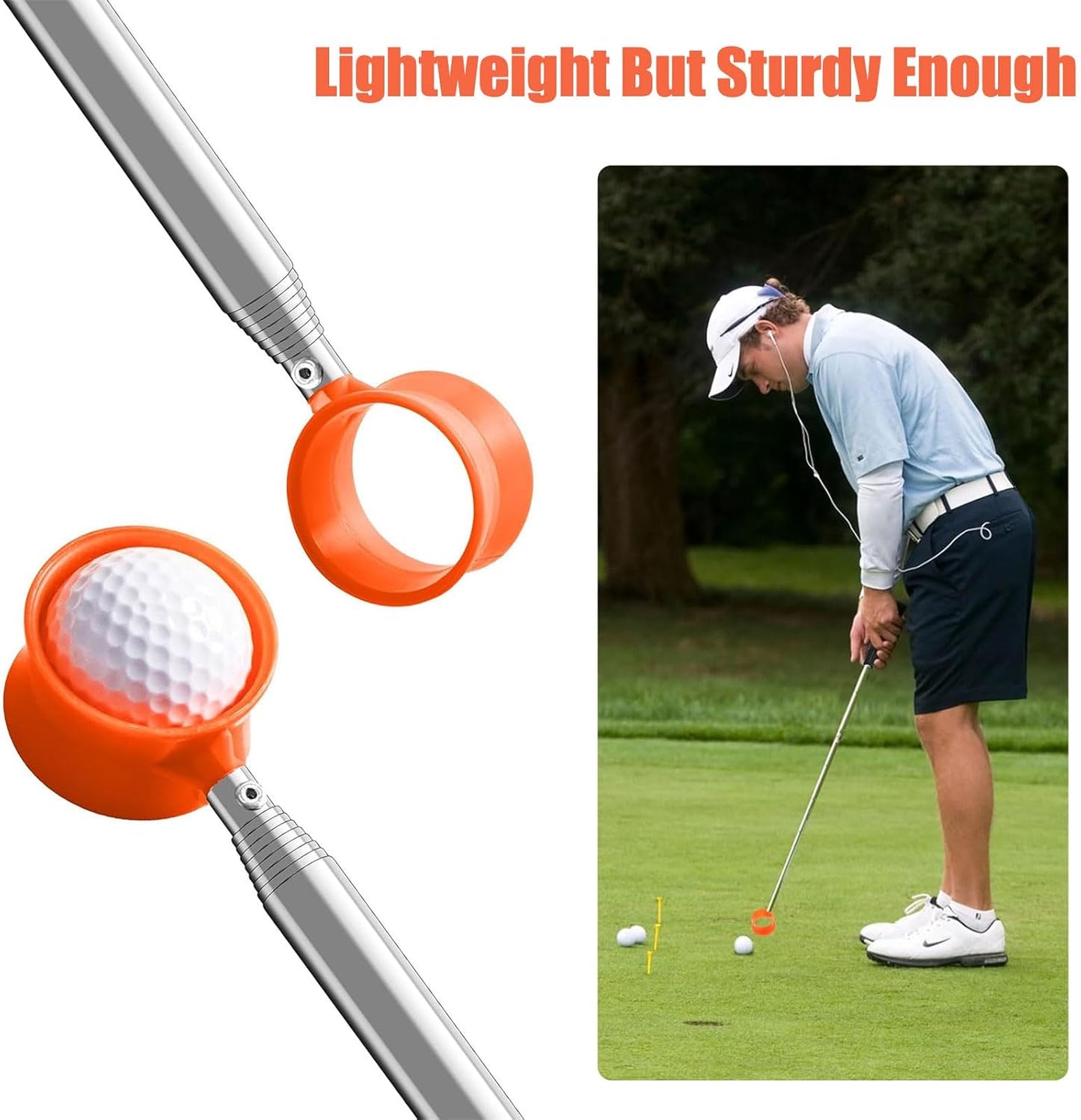 Golf Ball Retriever Telescopic, 12Ft Aluminum Alloy Golf Ball Retriever for Water, Ball Retriever Tool Golf Ball Grabber, Telescopic | Two-Sided | Easy Grab Ball | Golf Gifts for Men & Golfers