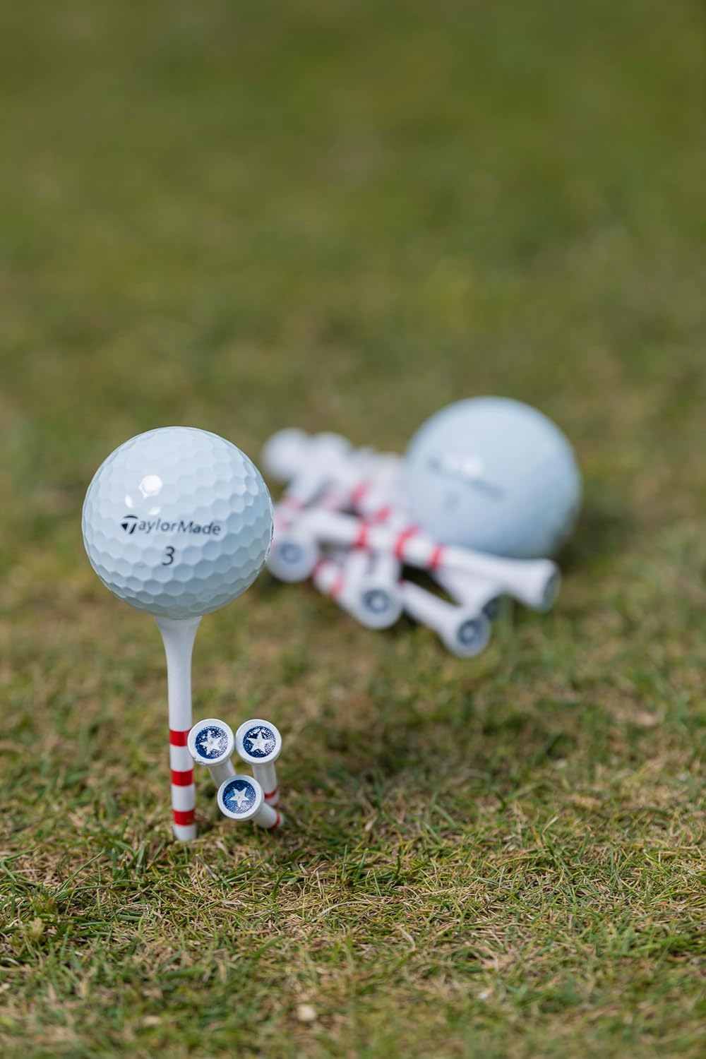 PrideSports 3-1/4" Pride Performance Wood Golf Tees - Special Edition Stars and Stripes - 45 Count - Designed for Less Friction and Longer Drives - Made in The USA