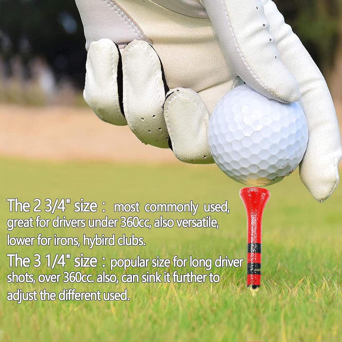 FINGER TEN Golf Tees Wood 3 1/4 2 3/4 Inch Wooden Bamboo 50/120 Count, Durable Biodegradable Colored Bulk Tee 70mm 83mm