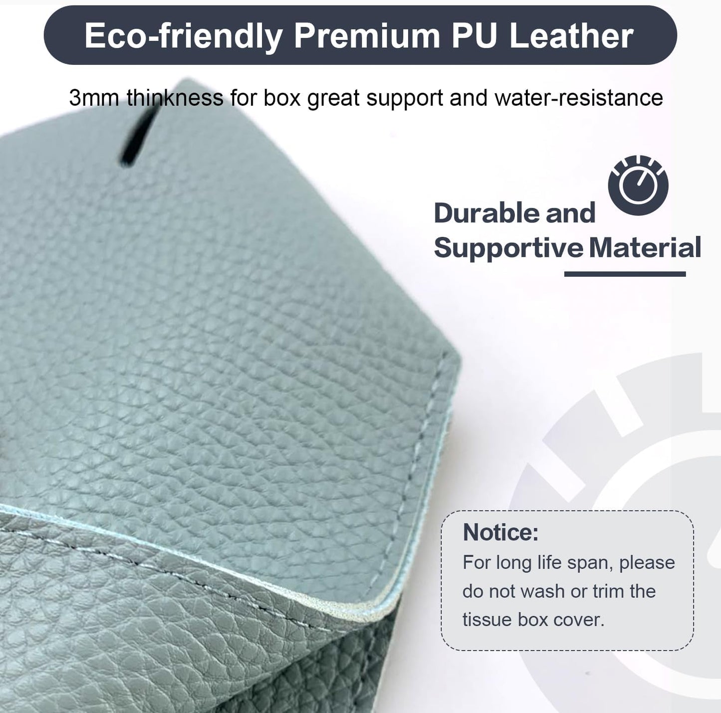 Tissue Box Cover 5X5X5'' PU Leather Tissue Holder Square Tissue Cube Box Organizer for Bathroom Vanity Countertop, Car, Night Stands, Office, Home, Kitchen (2Pack, Light Blue)