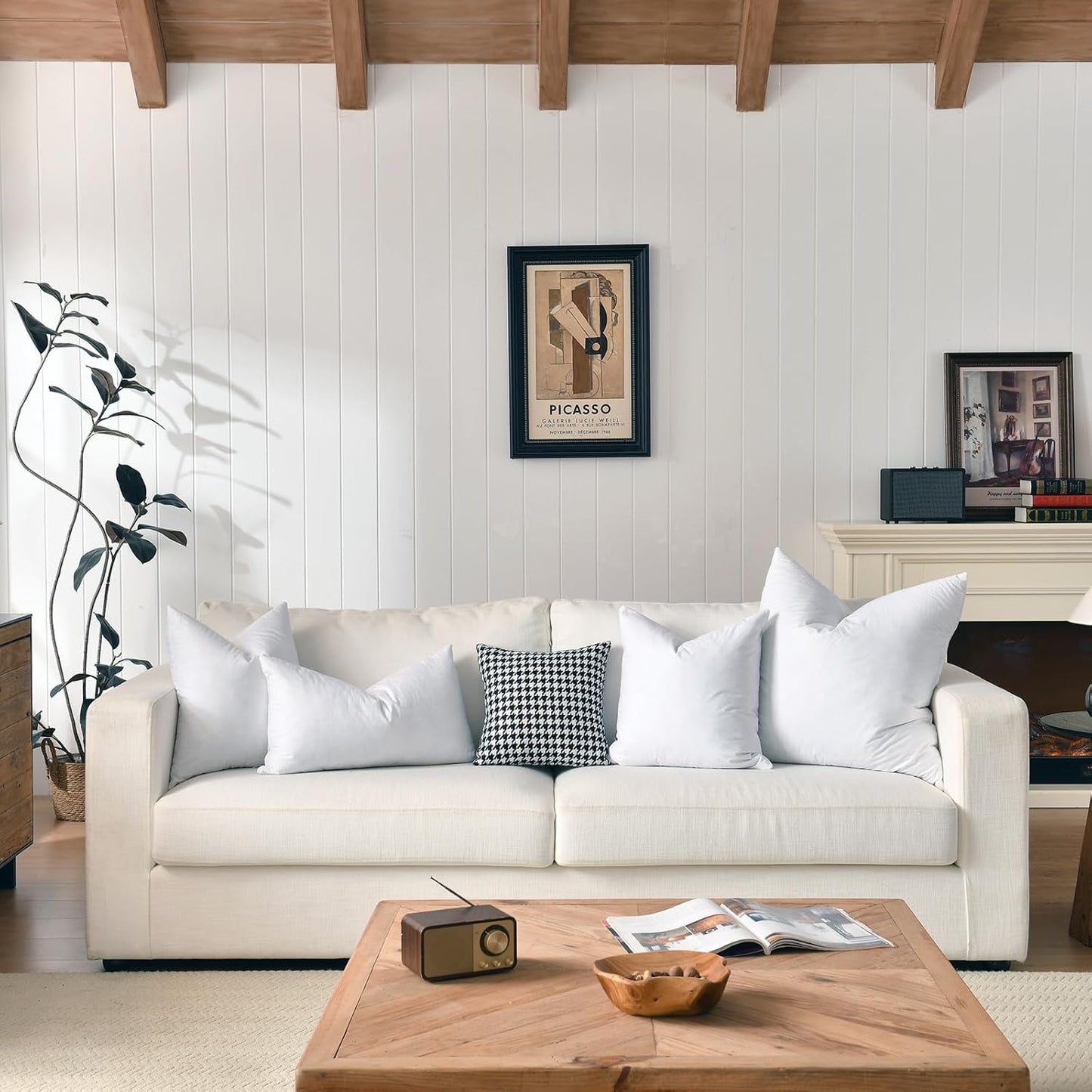 12x20 Decorative Throw Pillow Inserts-Down Feather Pillow Inserts-Oblong-Cotton Fabric-Set of 2-White.