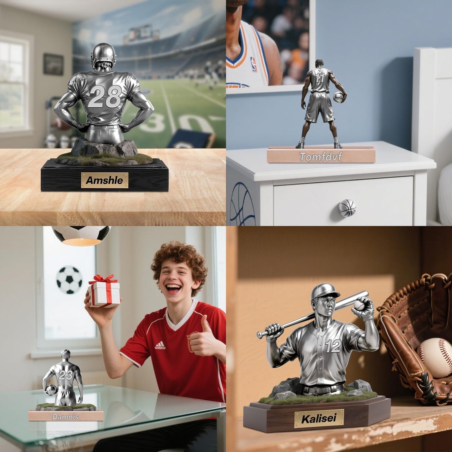 Personalized Hockey Player Desktop Ornament for Bedroom Office Sport Desk Name Plate Custom Name Athletes Figurine Sign Sport Lovers Acrylic Plaque Gift for Men Women Ice Hockey Lover