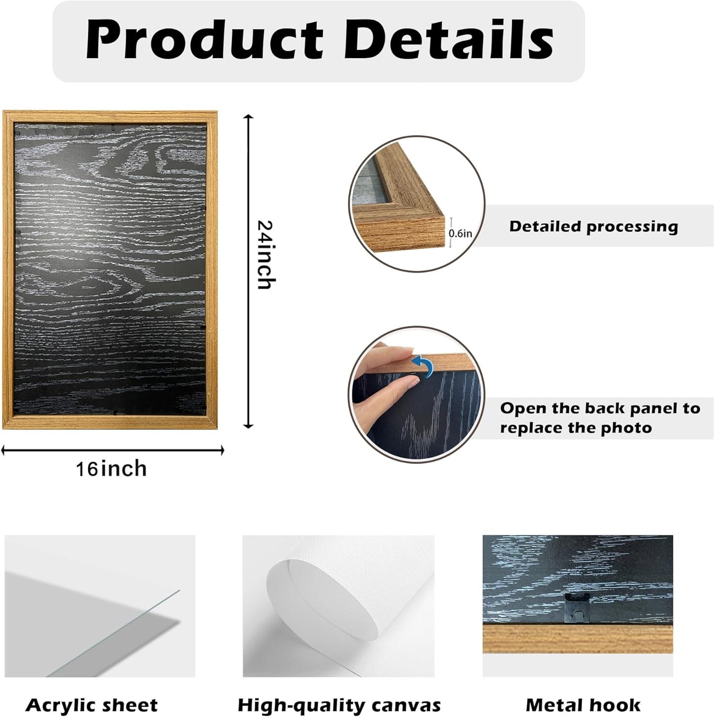 DUWQU 3 Pcs Blue Floral Canvas Wall Art, Wood Framed Navy Blue Wildflower Lily Daisy Art Wall Decor, Watercolor Botanical Flower Home Poster Art Prints for Living Room Bedroom Bathroom 16×24 Inches