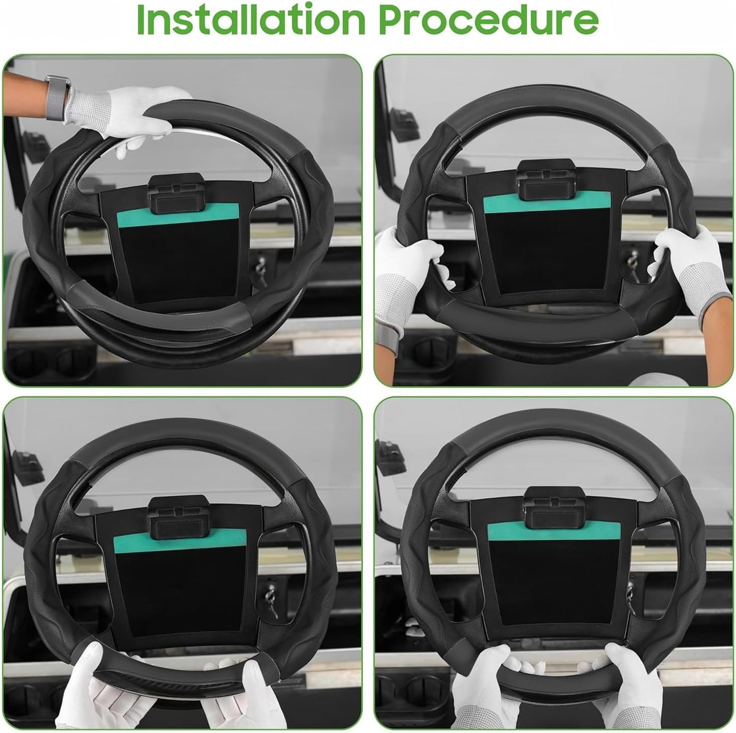 10L0L Golf Cart Steering Wheel Cover for Yamaha, Club Car DS & Precedent, 14 Inch Black