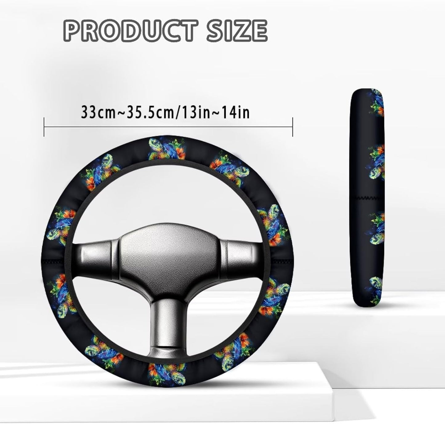 Turtle Golf Cart Steering Wheel Cover Flower 13-14 Inch Golf Cart Steering Wheel Covers Anti-Slip Sun Shade Club Car Accessories Decor Easy to Install and Clean