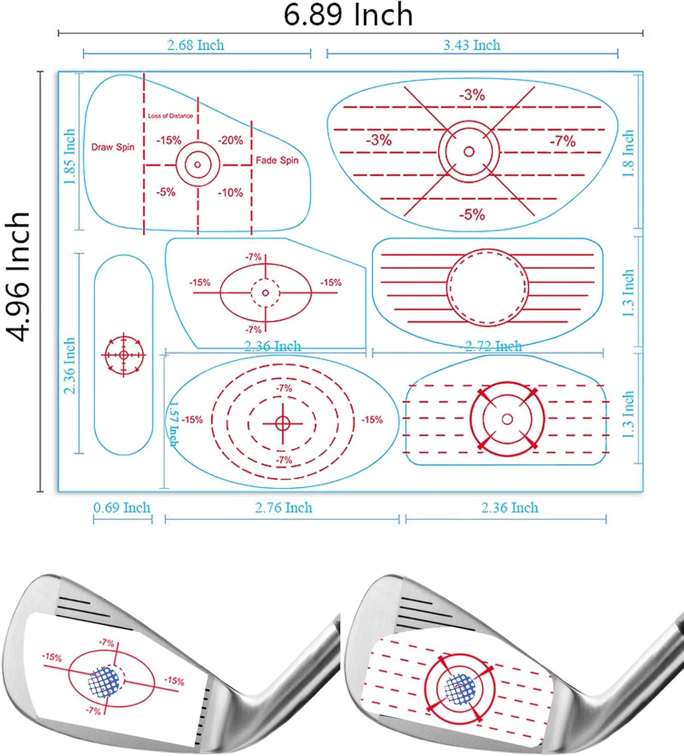 350 pcs Golf Impact Tape, 50 Sheets Swing Training Aid Impact Labels, Improve Golf Swing Accuracy and Distance, Strike Stickers for Iron, Wood & Fairway Clubs