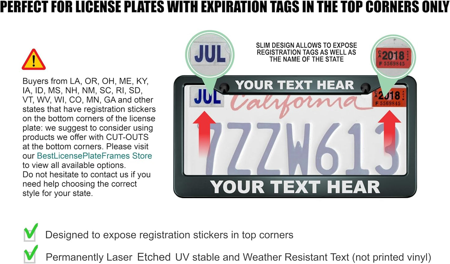 Golf Club and Ball Design with Your Custom Text | Laser Etched Anodized Aluminum Standard Size - CAR/Automobile License Plate Frame & Free caps - Gray (Qty: 1 Frame)