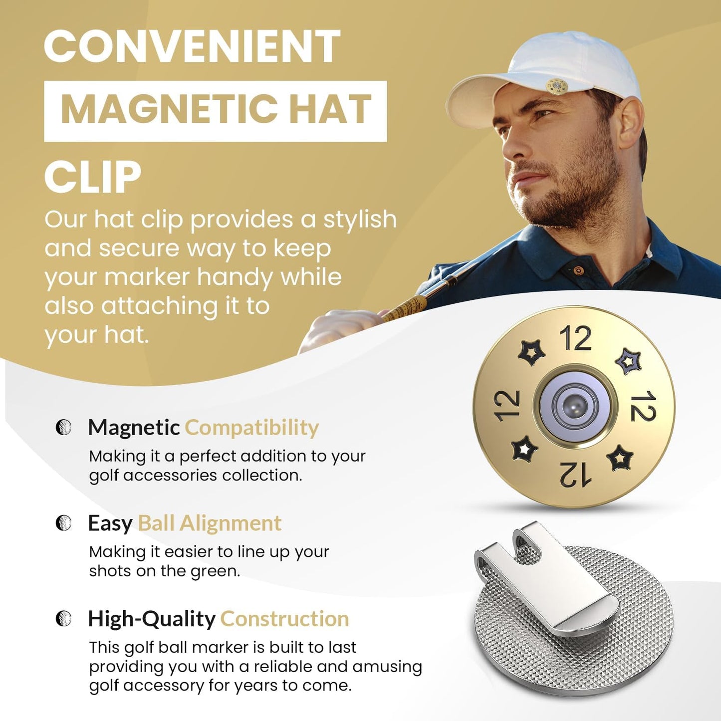 Elevate Your Golf Style with K9King's 12 Gauge Shotgun Shell Golf Ball Marker and Hat Clip Set - Stand Out on Green with Precision Golf Markers, Divot Tool, Hat Clip โ Perfect for Accuracy and Style