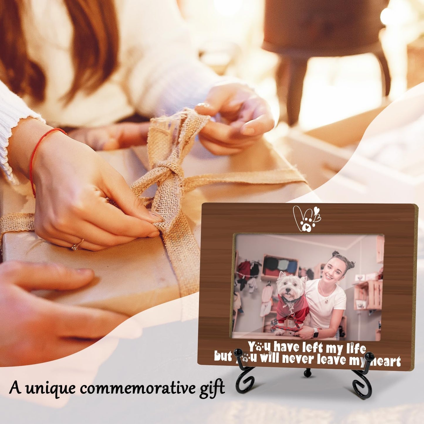 Memorial Picture Frame, Wooden Photo Frame with Stand, Sympathy Gifts for Loss of Loved One for Mom Dad Grandma Grandpa, Home Office Desk Decor Photo Frame Tabletop Display -xk30